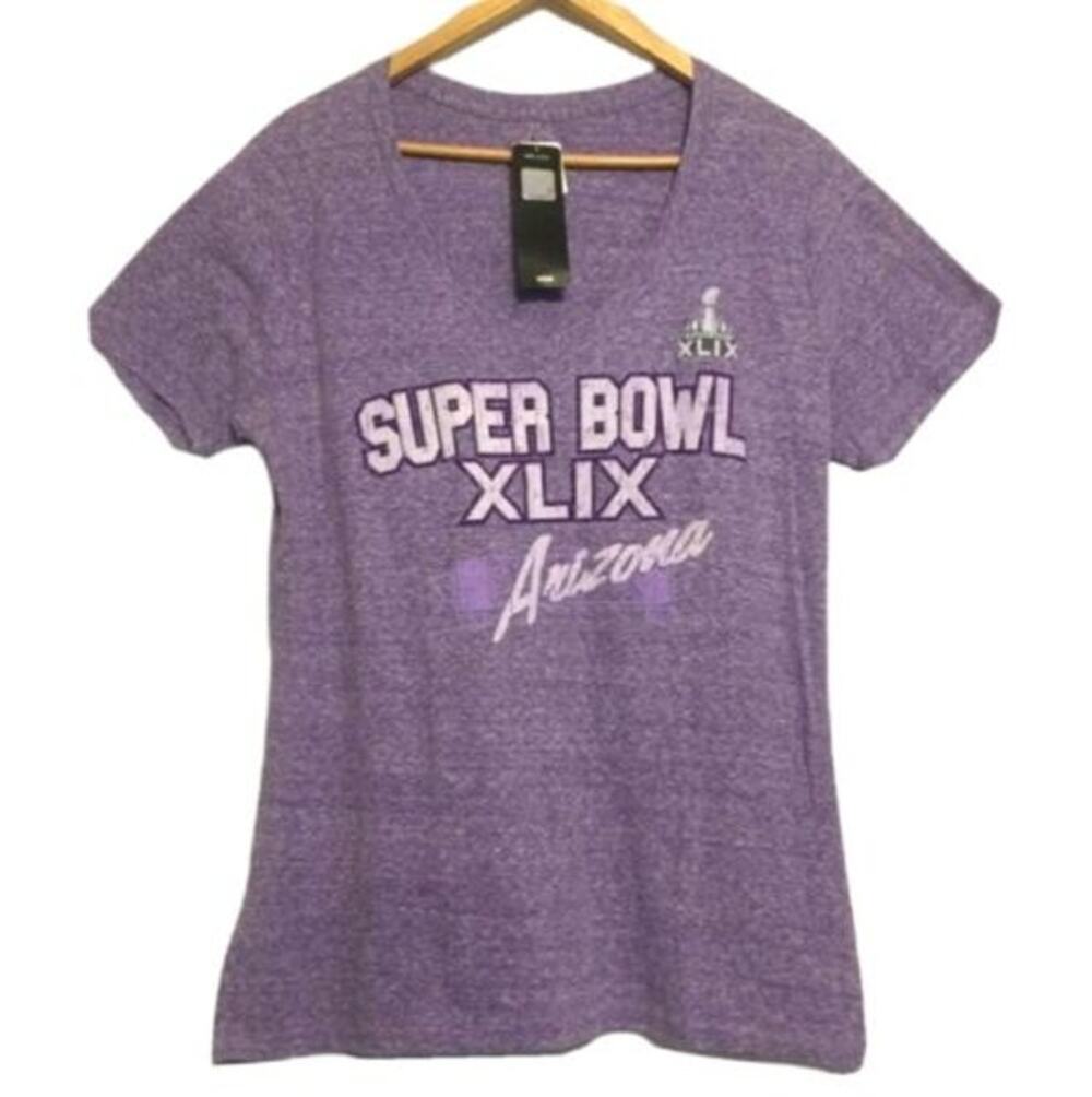 NFL Super Bowl XLIX Purple VNeck TShirt Womens XL NWT Arizona 2015 Football Tee